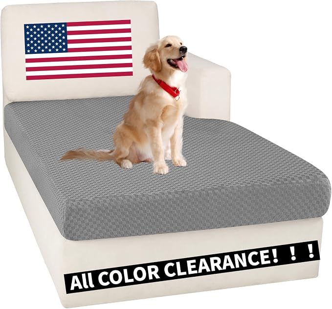 【Clearance】 Sectional Couch Covers for L Shaped Chaise Lounge 1 Piece Separate Cushion Couch Universal Replacement Large Checkered Furniture Protector with Elastic Bottom (Chaise Cover, Light Gray) by YEMYHOM
