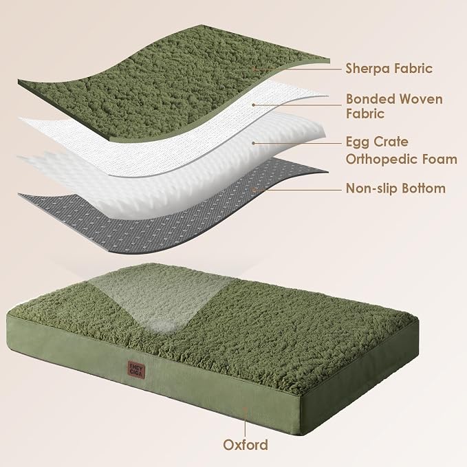EHEYCIGA Orthopedic Dog Bed Large with Removable Washable Cover, 35x23 | Egg Crate Foam Support, Durable Oxford fabric, Non-Slip Bottom, Machine Washable, Soft Waterproof Plush Pet Bed Mat For Crate - Image 5