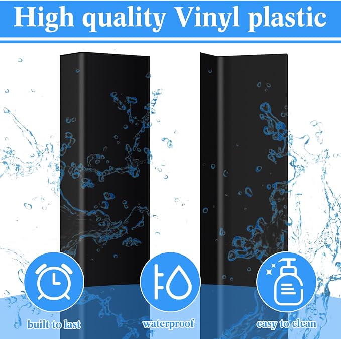 Sasylvia 10 Pcs 3/8 x 1-1/4 x 36 inch Wall Corner Protector Guards, Avoid Scratching Scuffs, Black Vinyl Corner Trim Molding, Easy Install & Cleaning for Door Countertop Furniture Cabinet Protection - Image 3