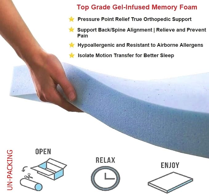 Dogbed4less Extra Large Gel-Infused Memory Foam Dog Bed, Orthopedic Ultra Plush Human Grade Mattress, Thick Waterproof Lining and Heavy Duty Blue Denim Cover, Fit XL 48"X30" Crate - Image 5