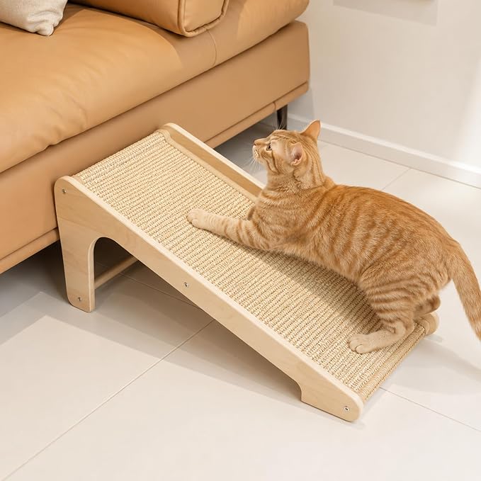 PETKARAY Sisal Cat Scratcher Ramp, L Shaped Scratching Post and Scratch Pad for Indoor Cats, Couch Furniture Protector by PETKARAY