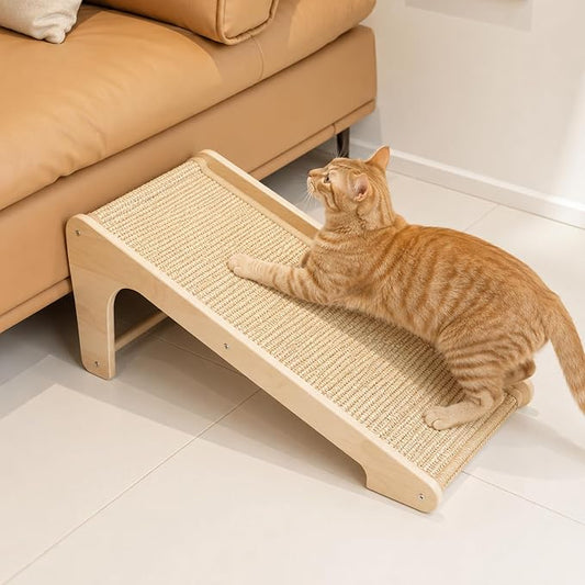 PETKARAY Sisal Cat Scratcher Ramp, L Shaped Scratching Post and Scratch Pad for Indoor Cats, Couch Furniture Protector by PETKARAY