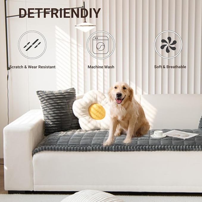 Pet Couch Cover Dogs Washable Non-Slip Couch Protector Fuzzy Cat Sofa Covers for 3 Cushion Sofa Pet Friendly Couch Protector Dog Mat for Couches and Sofas Dark Gray, 27.6 x 59.06 - Image 3