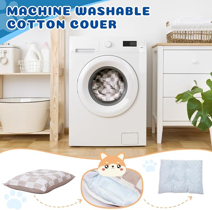 Medium Dog Bed with Removable Washable Cover for Small Dogs Deluxe Plush Dog Crate Beds Comfy Kennel Pad Waterproof Lining and Blue Gel Memory Foam Memory Foam（Brown 30 * 20 * 4in） - Image 7