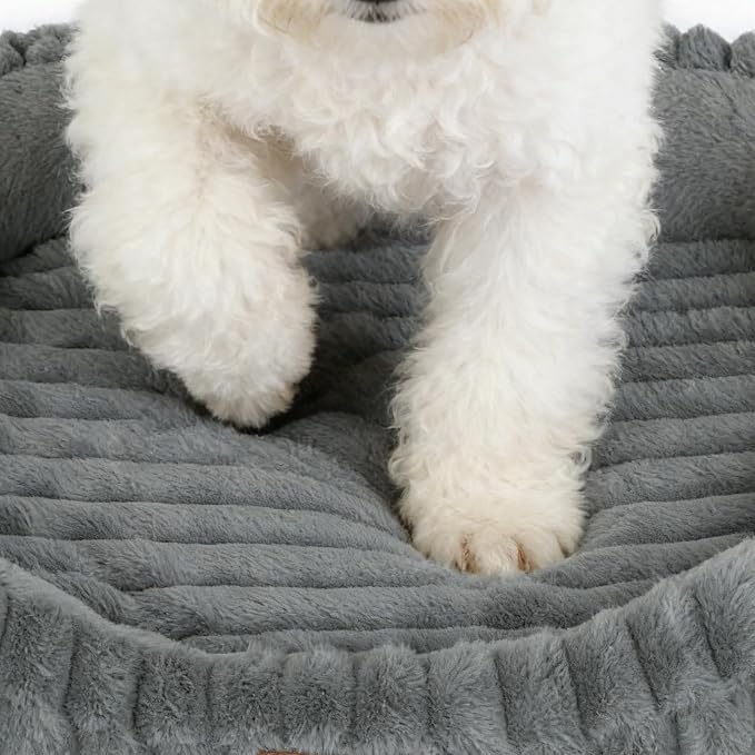 Orthopedic Dog Bed, Memory Foam Bolster Bed for Large Sized Dog | 35L x 27W x 5.5H, Bolster Sides Design, Washable Cover, Orthopedic Support Structure, Non-Slip Bottom,Large Dog Beds, Grey - Image 6
