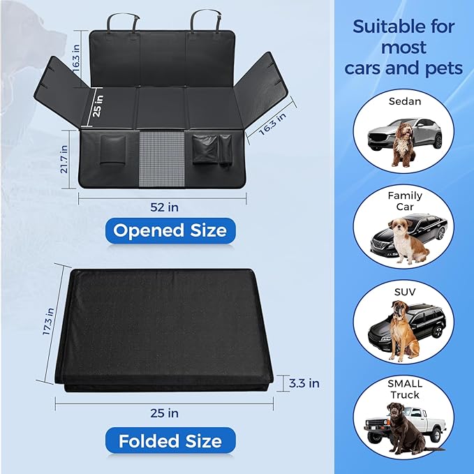 HOB4U Back Seat Extender for Dogs, Hard Bottom Dog Car Seat Cover | 100% Waterproof PU Leather, Scratch Proof and Anti Slip Dog Hammock for Cars and SUVs, Holds 400 lbs - Image 5