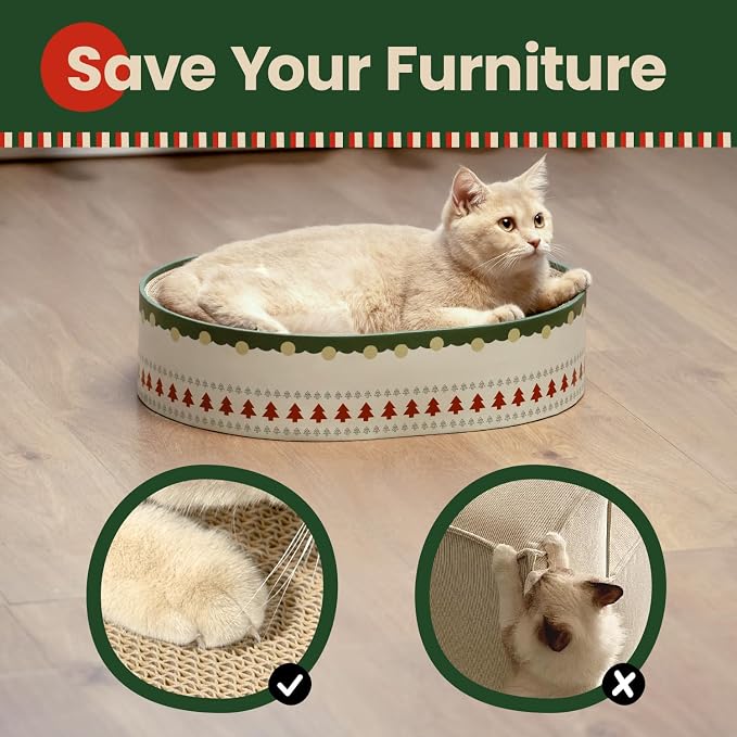Conlun Oval Cat Scratcher Bed | Scratching Bowl Lounge for Kittens | Medium | Corrugated Cardboard Pad | Concave Shape | No Mess Enclosed Base | Serves as Couch Furniture Protector - Image 5