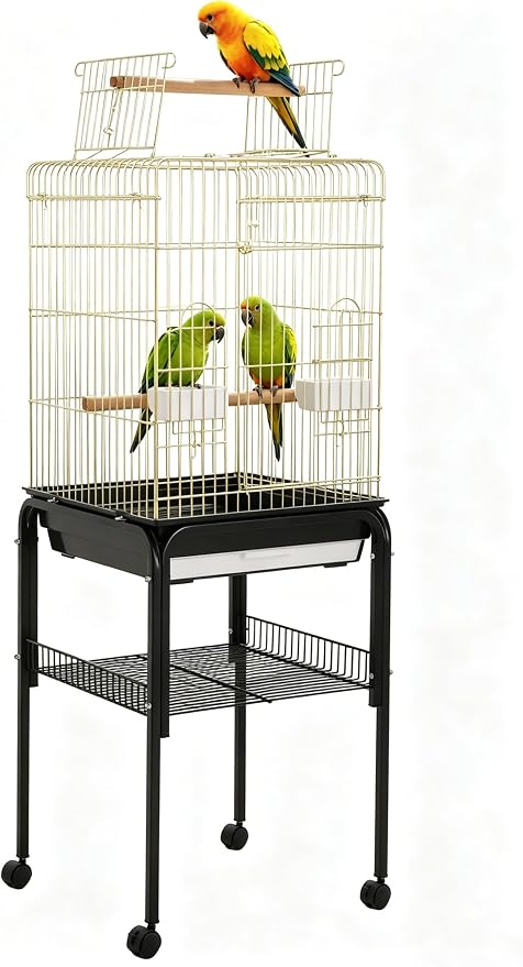 Garvee Bird Cage, 57‘’H Open-Top Durable Bird Cage w/Rolling Stand, Removable Tray, Extra Storage Stand, Brakable Casters,Large Dorr for Access, Indoor& Outdoor Use for Birds | Durable, Extra Storage Stand, Brakable Casters,Large Dorr for Access, Indoo... by Garvee