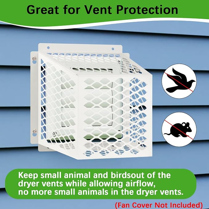 Dryer Vent Cover Outside,Dryer Vent Bird Guard for 5-6 inch Vent Hoods-2pk | Outdoor Bird Guard for Dryer Vent & Bathroom Exhaust,Galvanized Steel Dryer Vent Cage 8.5"Lx8.5"Wx6"H,Prevent Bird From Enter - Image 3