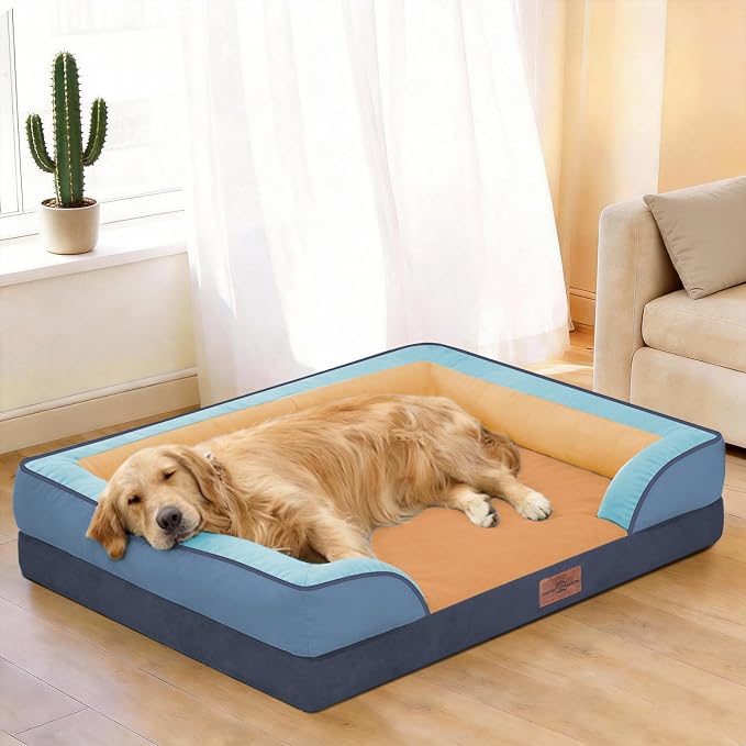 Comfort Expression Orthopedic Dog Beds for Large Sized Dog with Bolster | Waterproof Dog Couch Bed with Washable Cover & Non-Slip Bottom, Supportive Egg Crate Foam Large Pet Bed, 36x27 Inch - Image 2