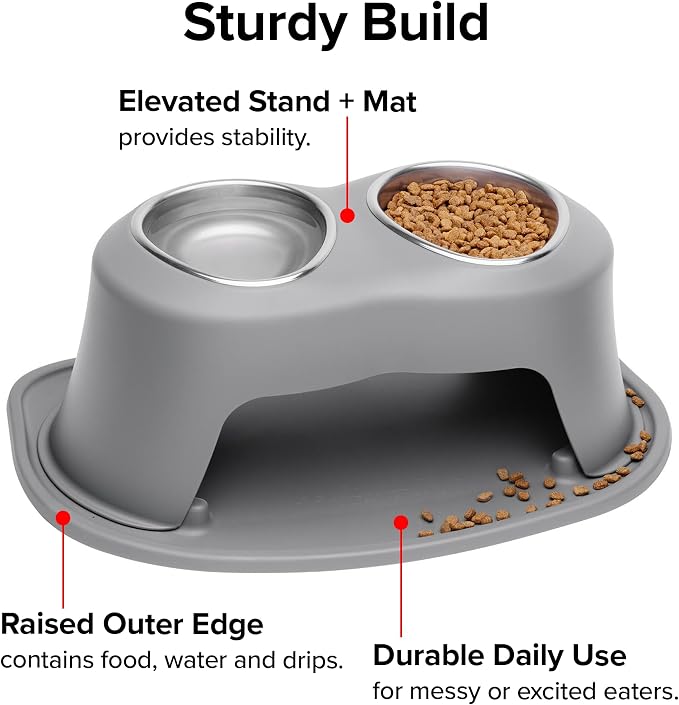 WeatherTech Double High Pet Feeding System w/Plastic Dog/Cat Bowls - 6" High Stand Dark Grey (PDHC3206DGDG) - Image 6