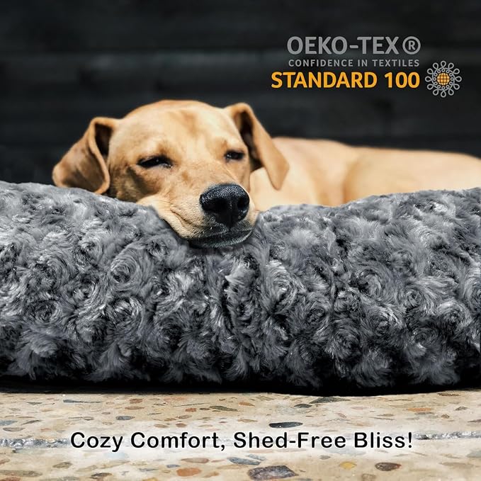 Waterproof Dog Bed Cover Replacement, Luxury Faux Fur Calming Pet Bed Cover with Fitted Sheet Design, Anti-Slip Bottom & Elastic Cord, Washable Protective Topper for Orthopedic Dog Beds - Image 5