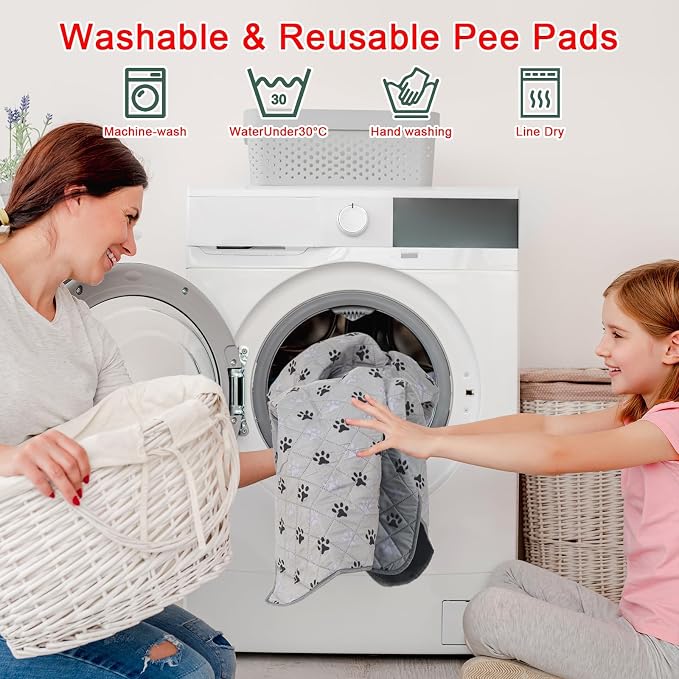 JERIA 2 Pack 72"x 72" Waterproof Non Slip Wee pad，Reusable Washable Pee Pads for Dogs，Absorbent and Leakproof Training Mats for Potty, Bed, Sofa, Potty Training - Image 5