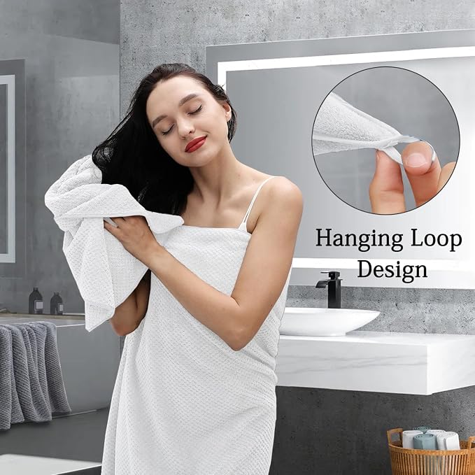 Extra Large Bath Towels Set 35x70 Inches - White Luxury 600 GSM Oversized Bath Sheet Towel,Ultra Soft Microfiber - Quick Dry,Highly Absorbent Shower Towels Spa Hotel Bathroom Towel Set (4-Pack) - Image 7