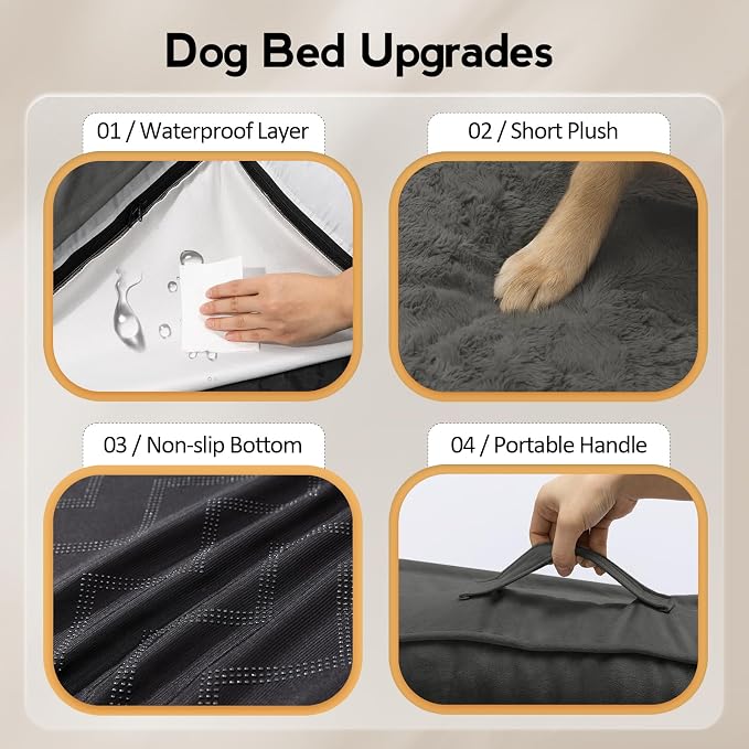 MEKIY Orthopedic Waterproof Dog Bed with Sides for Large Medium Dogs | Egg Crate Foam, Waterproof Liner, Anti-Slip Bottom, Space-Saving, Perfect for Corners and Sofa Edges, 35 x 35 Inch - Image 5