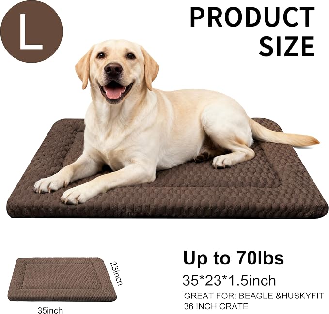 Dog Bed Mat - Dog Crate Pad - Reversible Mat for Pet Comfort - Soft Bed Crate Pads for All Seasons - Durable, Machine Washable Mat for Crates, Travel, and Home (Dark Brown, 35" L*23" W*1.5" Th) - Image 3