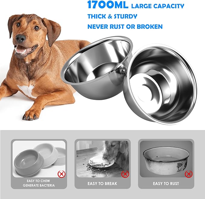 SHAINFUN Elevated Dog Bowls with Mat for Medium Large Dogs, Raised Dog Bowl Stand with 2 Stainless Steel 58oz Bowls, Tall Dogs Food Water Bowl Holder - Image 6