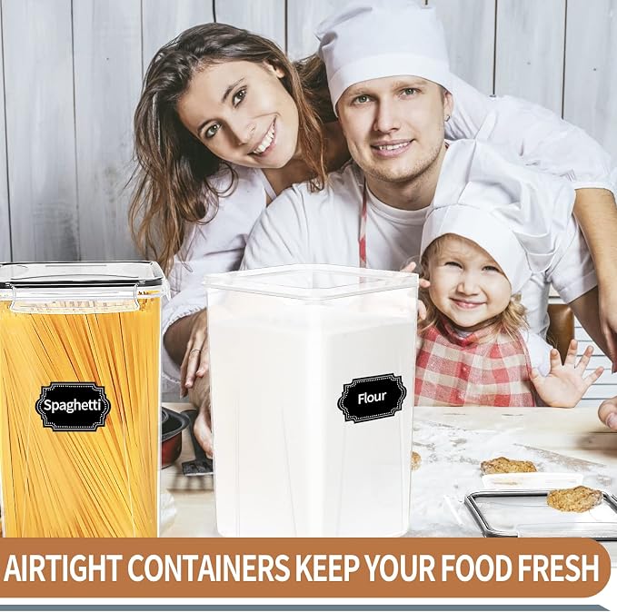 4pcs Large Tall Airtight Food Storage Containers with Lids - 6.5L / 5.9qt | Pantry Kitchen Organizers and Storage, Airtight Food Canisters with Lids for Kitchen, Pantry Organization, BPA Free, Black - Image 6
