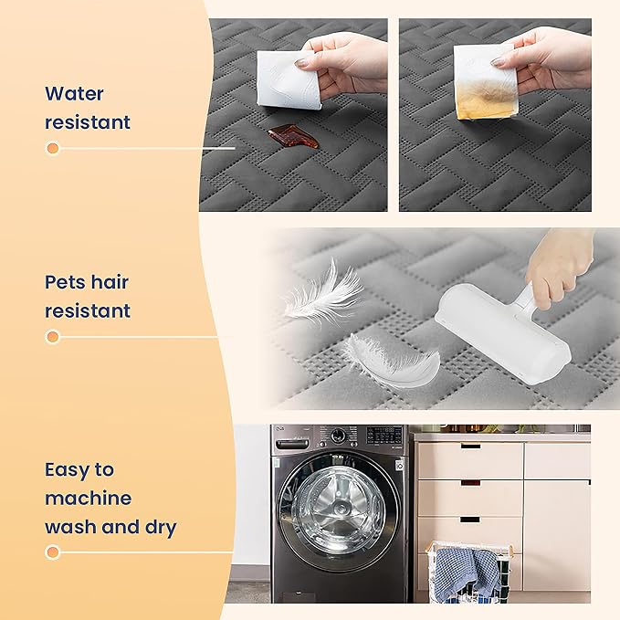 gogobunny 100% Double Sided Waterproof Dog Blanket Soft Pet Bed Cover Reversible Protect Furniture Couch Sofa Car for Puppy Cat Kids (Dark Grey/Light Grey, 68x82 Inch (Pack of 1)) - Image 5