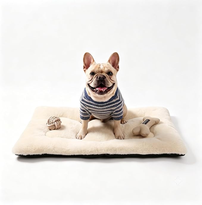 Dog Bed 30" for Metal Crate Pad, Washable Kennel Mat for Medium Dogs & Pets | Soft faux rabbit fur, non-slip,machine wash/dry, plush cushioning, for crates, floors & travel, multiple sizes for all breeds by Poimerk