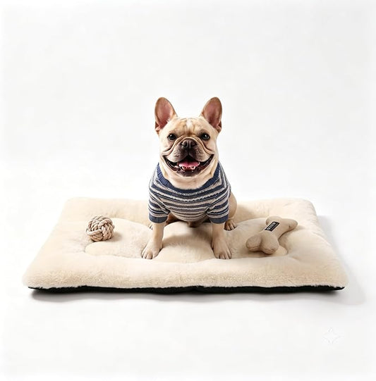 Dog Bed 30" for Metal Crate Pad, Washable Kennel Mat for Medium Dogs & Pets | Soft faux rabbit fur, non-slip,machine wash/dry, plush cushioning, for crates, floors & travel, multiple sizes for all breeds by Poimerk