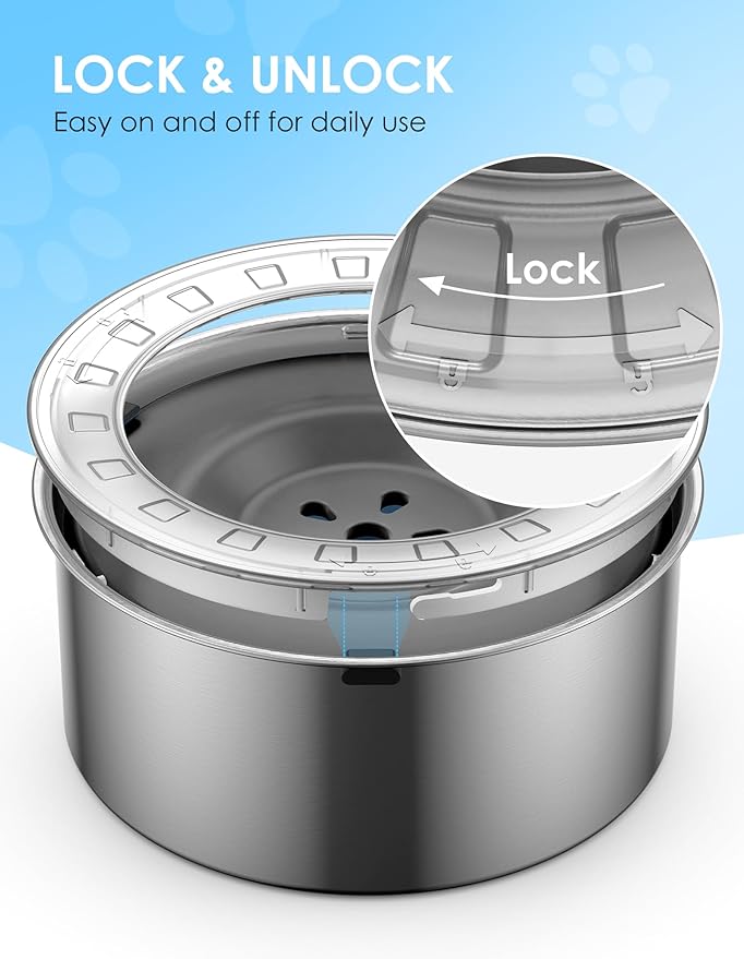 Heouvo 1.8 Gallon No Spill Dog Water Bowl with Slow Drink Floating Disk | Splash-Proof Lid + Stainless Steel Bowl/Rubber Bottom/Slobber Stopper Water Bowl for Large Sloppy Messy Drinkers Reduce Mess - Image 6