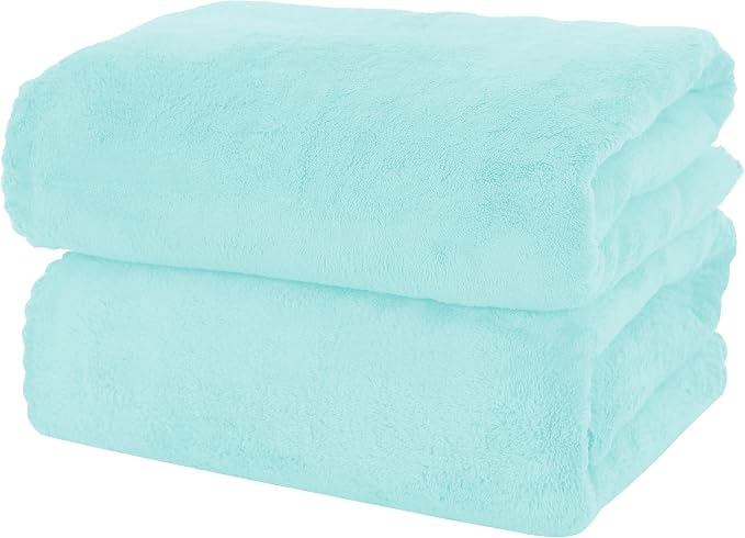 MOONQUEEN 2 Pack Premium Bath Towel Set - Quick Drying - Microfiber Coral Velvet Highly Absorbent Towels - Multipurpose Use as Bath Fitness, Bathroom, Shower, Sports, Yoga Towel (Frozen Blue) by MOONQUEEN