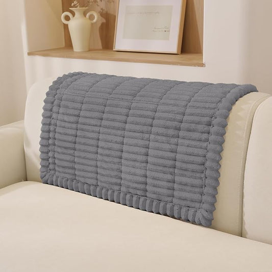 Fuzzy Sofa Headrest Covers for Dogs Washable, Thick Couch Covers for 3 Cushion Sofa Pet Friendly, Non Slip Plush Dog Couch Cover for for Sectional, Loveseat (Charcoal Gray, 27.6" x 35.4") by CYCMACOHOME
