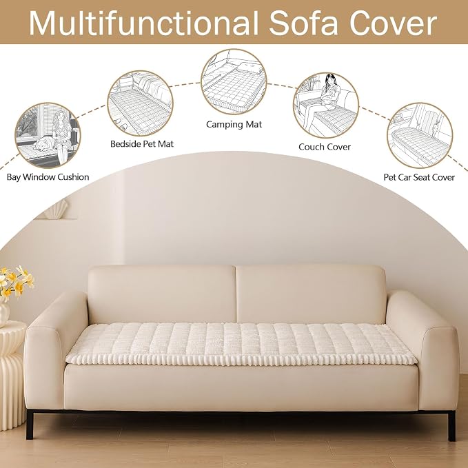 hyha Couch Cover for Dogs, Washable Non Slip Plush Flannel Sofa Protector | Thick Flannel, Silicone Anti-Slip Backing, Pet Hair & Scratch Protection, Fits Sofa & Loveseat (27.6" x 95") - Image 3