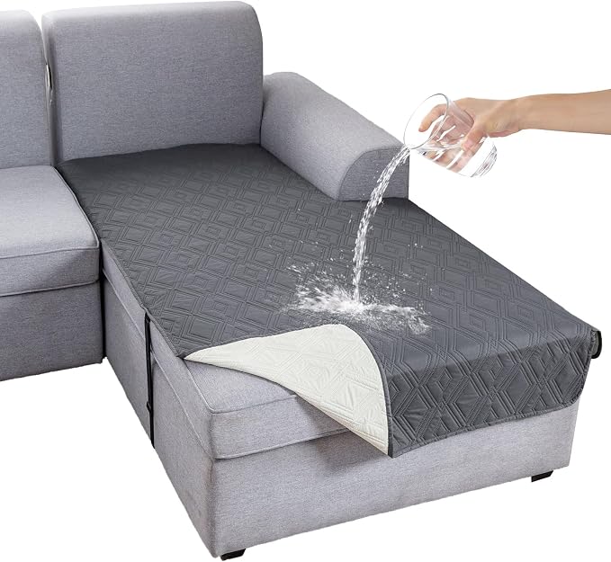 Genina 100% Waterproof Sectional Couch Covers for L Shaped Chaise Lounge Right, Anti-Slip Sectional Cover Furniture Protector Couch Cover for Dogs Pets, 1 Piece (Dark Gray, Right Chaise Cover) by Genina