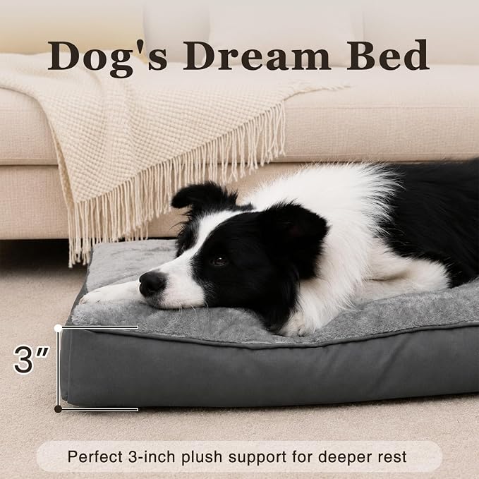 NUPIDA Waterproof Large Dog Bed for Crate with Washable Cover, 35x22, Grey | TPU Waterproof Layer, Easy Clean Cover, Soft Plush Surface, Durable Oxford fabric, Non-Slip Bottom, For Large Breeds ≤50lbs - Image 4