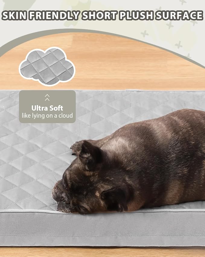 NUPIDA Orthopedic Dog Beds for Medium Dogs Waterproof Dog Bed for Crate, with Removable Washable Cover and Non-Slip Bottom, 29x18 Inch, Light Gray - Image 3