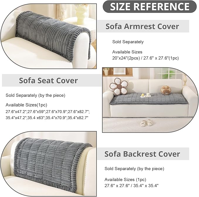 OstepDecor Couch Cover for Dogs, Washable Non Slip Sofa Cover for Pets, Soft Couch Covers for Sofa, Loveseat and Sectional, Furniture Protector Against Pet Hair & Scratches (27.6" x 59", Dark Grey) - Image 3