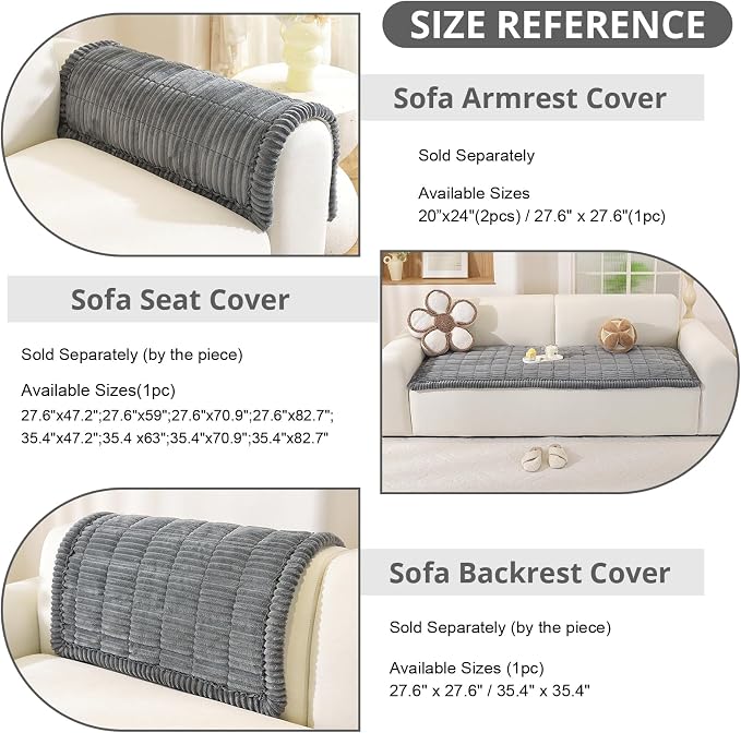 OstepDecor Couch Cover for Dogs, Washable Non Slip Sofa Cover for Pets, Soft Couch Covers for Sofa, Loveseat and Sectional, Furniture Protector Against Pet Hair & Scratches (35.4" x 35.4", Dark Grey) - Image 3