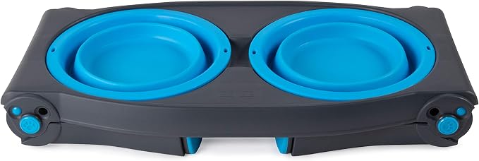 Dexas Pets Adjustable Height Double Pet Feeder, Pro Blue - Image 3