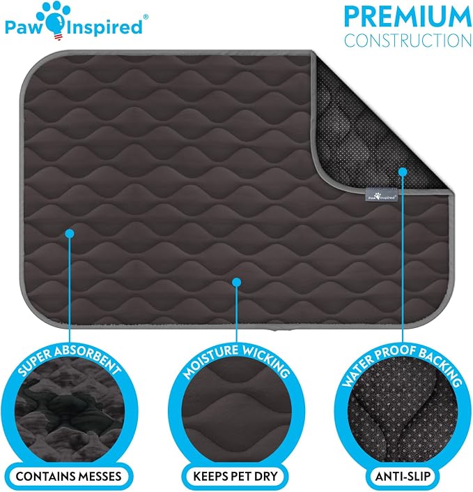 Paw Inspired Washable Padded Crate Mats for Dogs, Gray, 47x29 Inch | Fits 48-inch Kennels, Leakproof, Waterproof Bottom, Plush Dog Pad, Pet Bed - Image 5