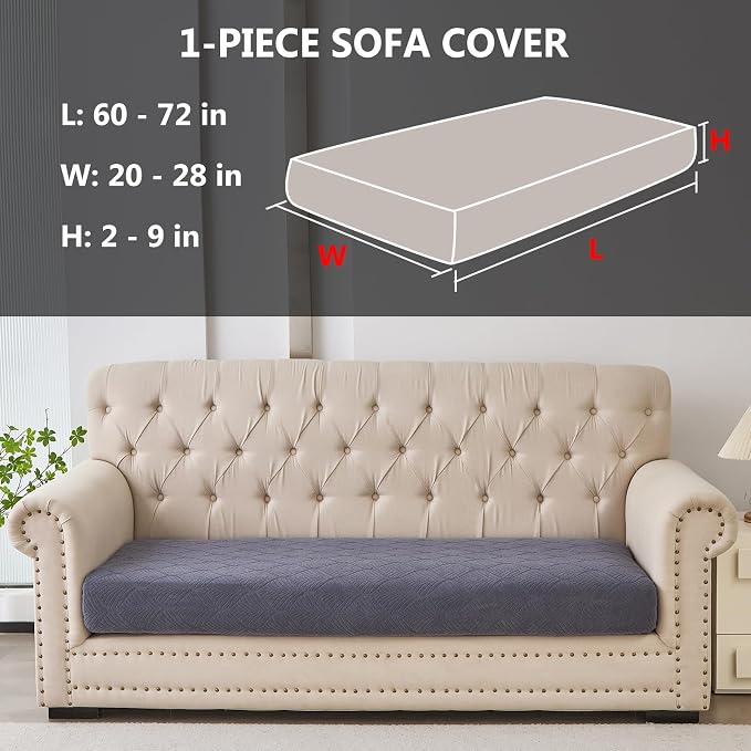 Genina Waterproof Couch Cushion Covers for Pets Washable Sofa Seat Covers | Non Slip,Stretch Jacquard Fabric,Pet Hair & Scratch Protection,Easy Installation,Furniture Protector,Sofa Cover - Image 2
