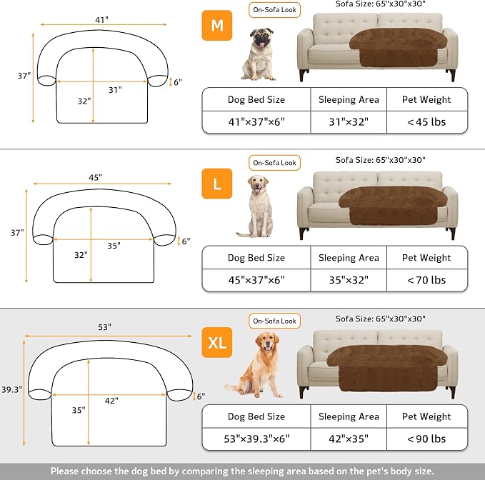 GGIB Calming Dog Bed Fluffy Plush Dog Mat for Furniture Protector with Removable Washable Cover for Large Medium Small Dogs and Cats (Extra Large (53x39.3x6), Brown) - Image 5