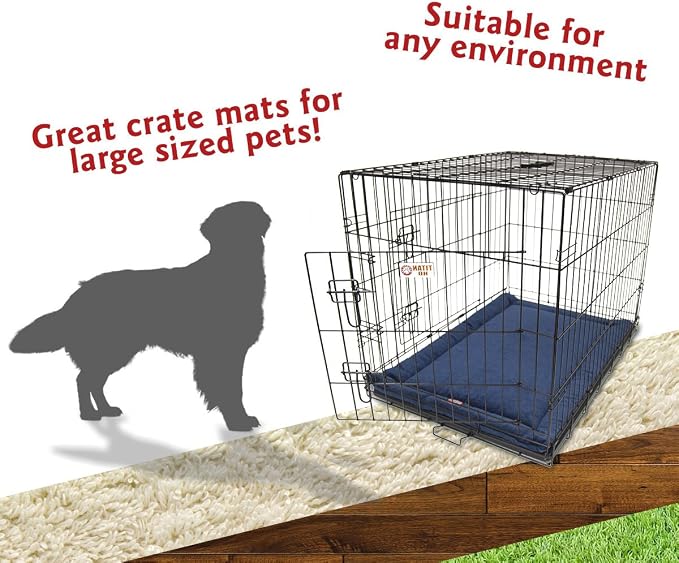 Majestic Pet Dog Crate Mat - Machine Washable Soft Plush Pet Bed Pad for Crates & Kennels | USA Crafted | 42"x26" Villa Navy - Image 4