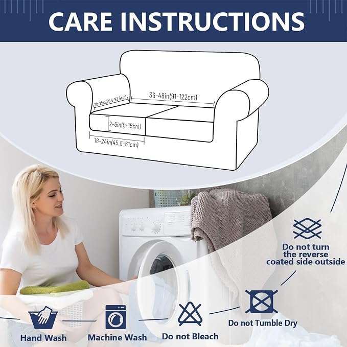 hyha Waterproof Couch Cushion Covers, Anti Slip Sofa Slipcovers for Pets | Waterproof Protection, Thick Jacquard Fabric, Wear Resistant, Anti Slip, Pet Protection (2 Pieces) - Image 3