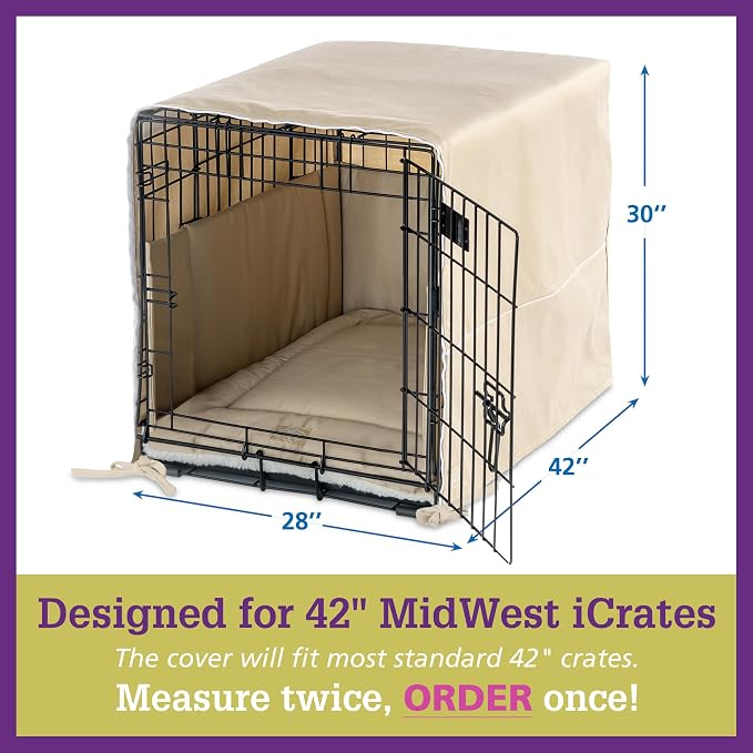 Pet Dreams 3-Piece Set Includes Dog Crate Cover, Dog Mat & Bumper Pad- Washable Kennel Bedding fits iCrate Cages 24, 30, 36, 42 Inch (Khaki, X Large, 42") - Image 6