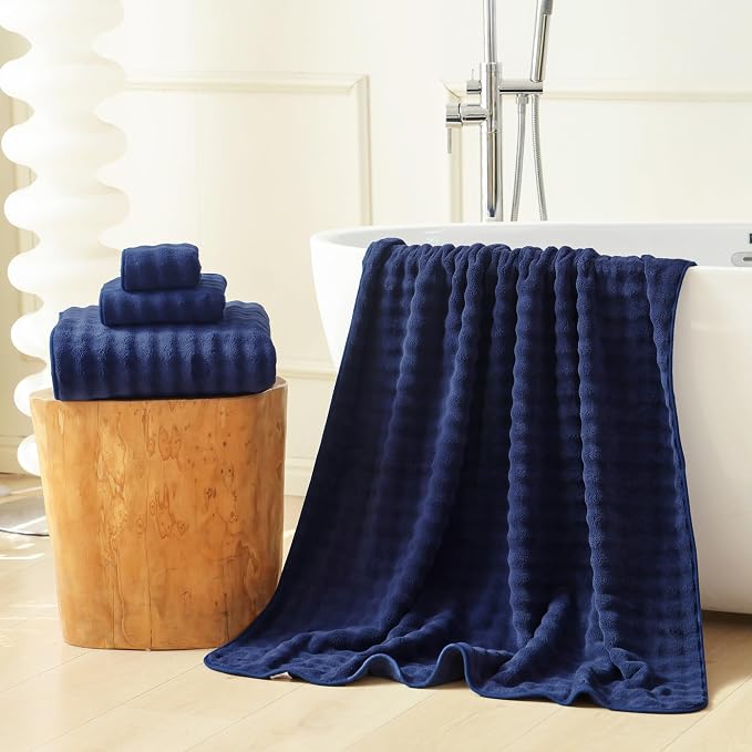 Bath Sheet 40x80 Inches Microfiber Extra Large BathTowel Super Soft Absorbent Quickly Dry Shower Towel for Bathroom (Navy Blue,PK 1) - Image 2