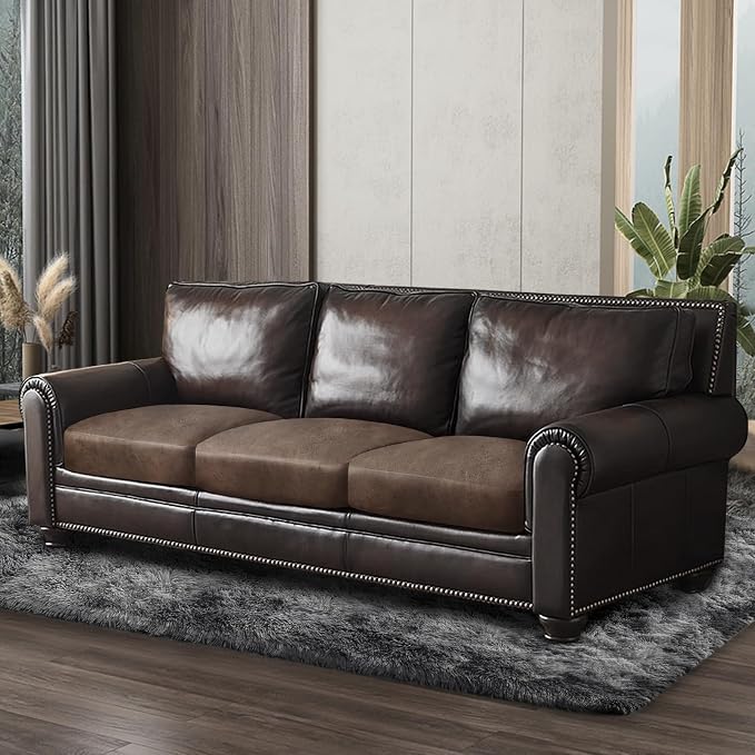 ANARACHON Leather Look Couch Cushion Covers Sofa Seat Slipcovers Sets Couches Furniture Protector for Sectional Armchair Loveseat Pets Kids Stretch Spandex Fabric (3 Cushion Sofa, Brown) - Image 8