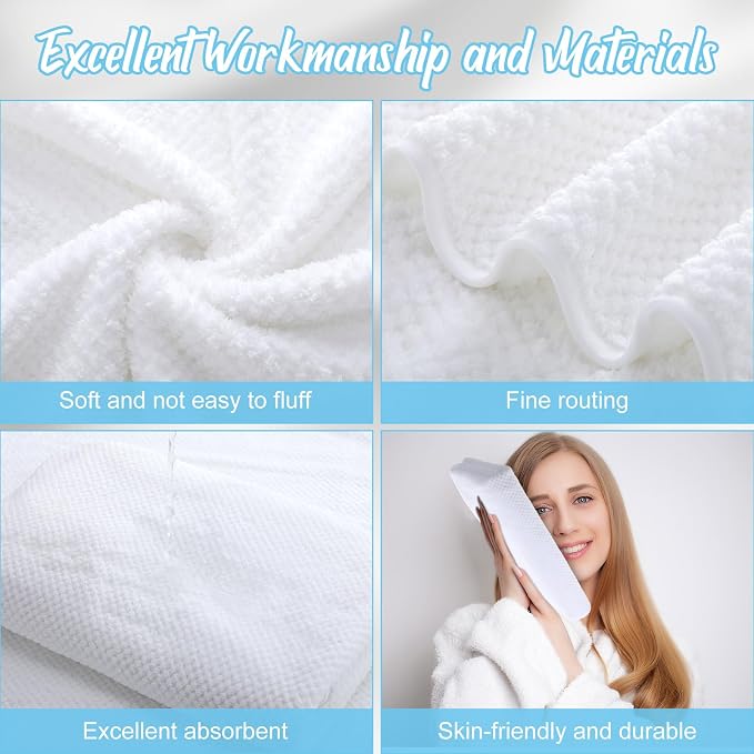 SmoothNovelty 16 Pack Microfiber Bath Towels Bulk 27'' x 60'' Oversized Size Bath Towel Highly Absorbent Extra Large Soft Drying for Beach Shower Summer Salon Sport Gym Party (Lattice,White) - Image 3