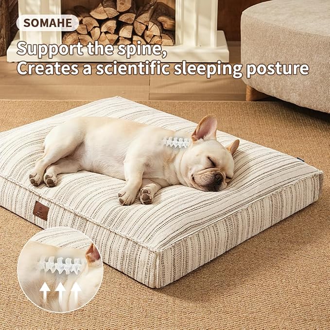 SOMAHE 4 Inch Orthopedic Dog Bed for Crate, 27 x 20 Inch, Coffee Chenille | Washable Removable Cover, Waterproof Inner Liner, Non-Slip Bottom, Orthopedic Dog Crate Mattress for Medium & Large Dogs - Image 5