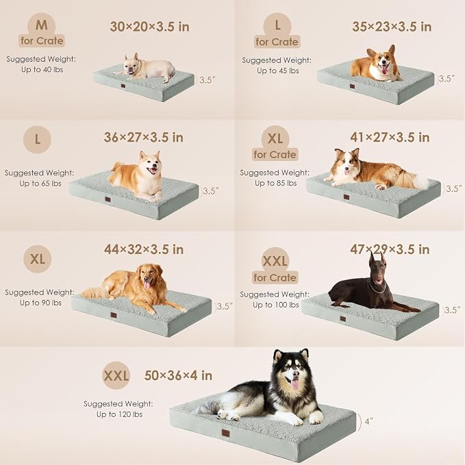 EHEYCIGA Orthopedic Dog Bed Extra Large with Removable Washable Cover, 50IN | Egg Crate Foam Support, Durable Oxford fabric, Non-Slip Bottom, Machine Washable, Soft Waterproof Plush Pet Bed Mat For Crate - Image 2