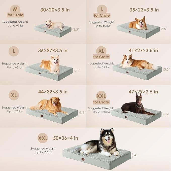EHEYCIGA Orthopedic Dog Bed Medium with Removable Washable Cover, 30x20 | Egg Crate Foam Support, Durable Oxford fabric, Non-Slip Bottom, Machine Washable, Soft Waterproof Plush Pet Bed Mat For Crate - Image 2