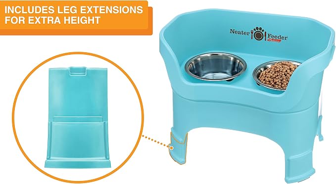 Neater Feeder Deluxe Mess-Proof Elevated Dog Bowls for Large Dogs (40+ lbs), 2 Height Adjustable (14.5” & 17.5”) No-Spill Raised Dog Bowl Stand, Stainless Steel Food Bowl Set, Made in USA, Aquamarine - Image 6