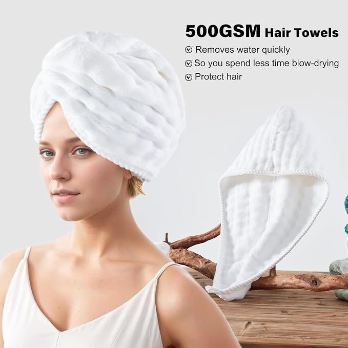 COZYART Lint Free 8 Pcs Bathroom Towels Set Ultra Soft Microfiber White | Fluffy, Thick, Highly Absorbent, Fast Dry, No Shedding, No Pilling, Fade Resistant, Durable, Long-lasting - Image 2