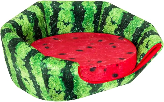 YML Watermelon Pet Bed - Cute Calming Fruit Bed with Removable Cushion for Dogs, Indoor Cats, Rabbits, Small Animals - 20 Inch, Green, Red - Image 8